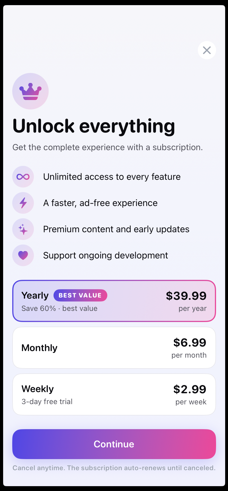 Three Grateful — paywall / subscription